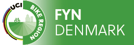 A green and white logo for the Danish Cycling Union. Description generated by AI